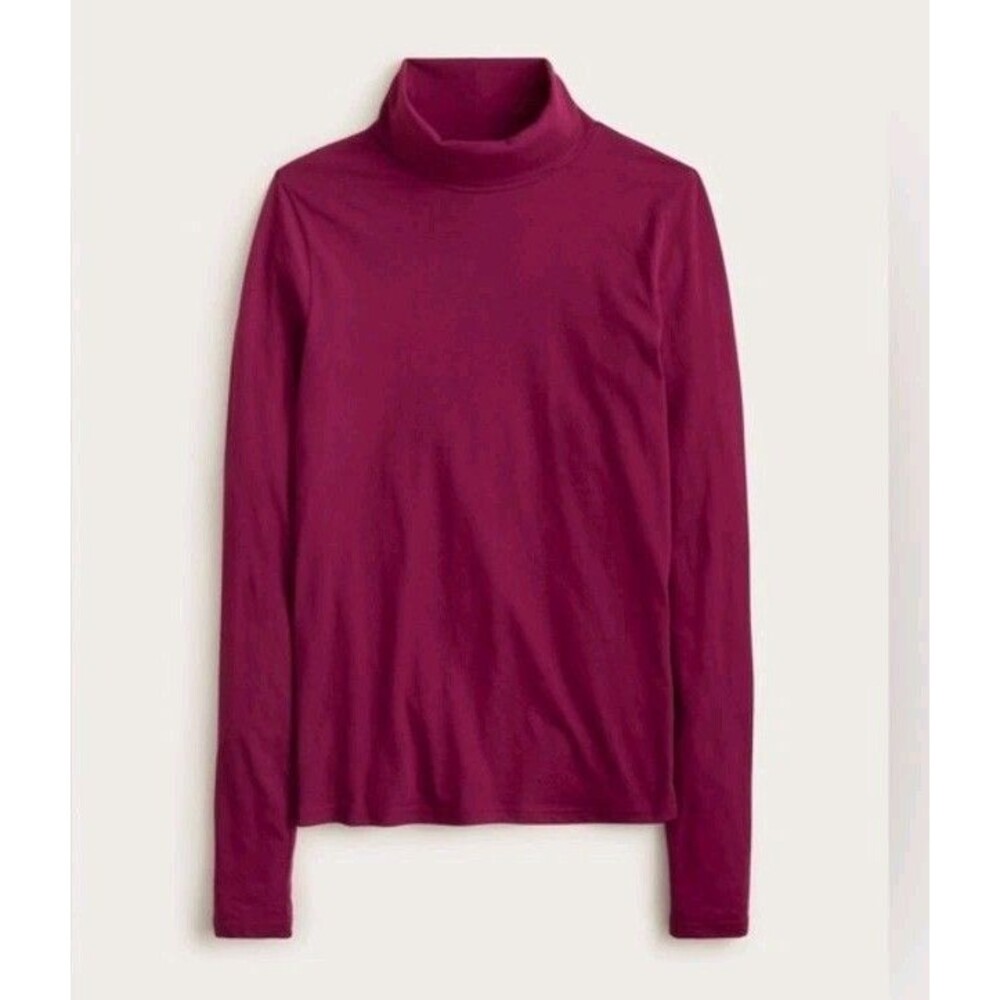 J. Crew Feather Jersey Turtleneck Long Sleeve Burgundy Cotton CN176 Size L NWT